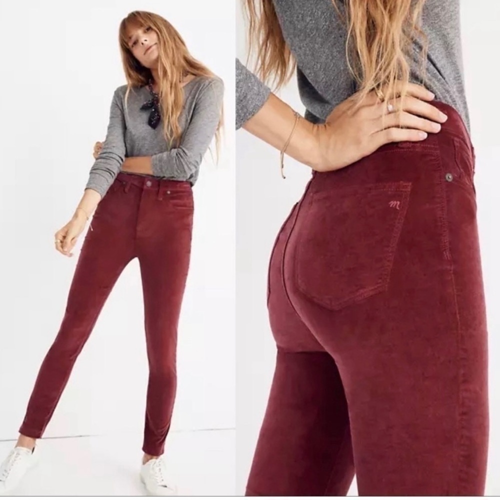 MADEWELL 10"HighRiseSkinnyJeansStretchVelvetEdition size 27